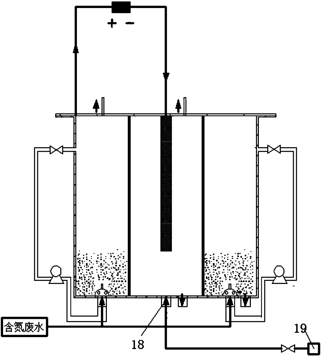 Three-dimensional electrode coupled microbial electrolysis cell ammonia-nitrogen wastewater treatment ammonia gas recovery device