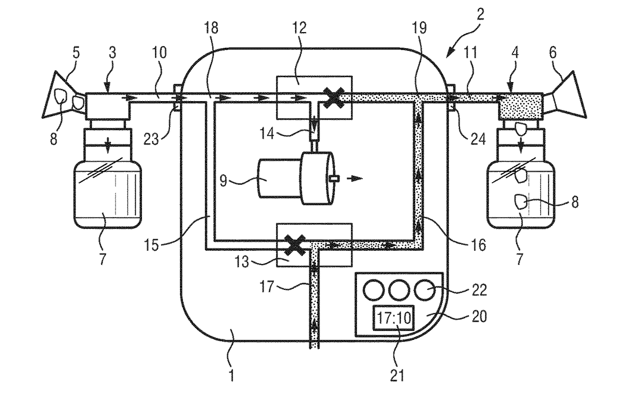 Pump arrangement for a double breast pump, double breast pump and method of operatioon