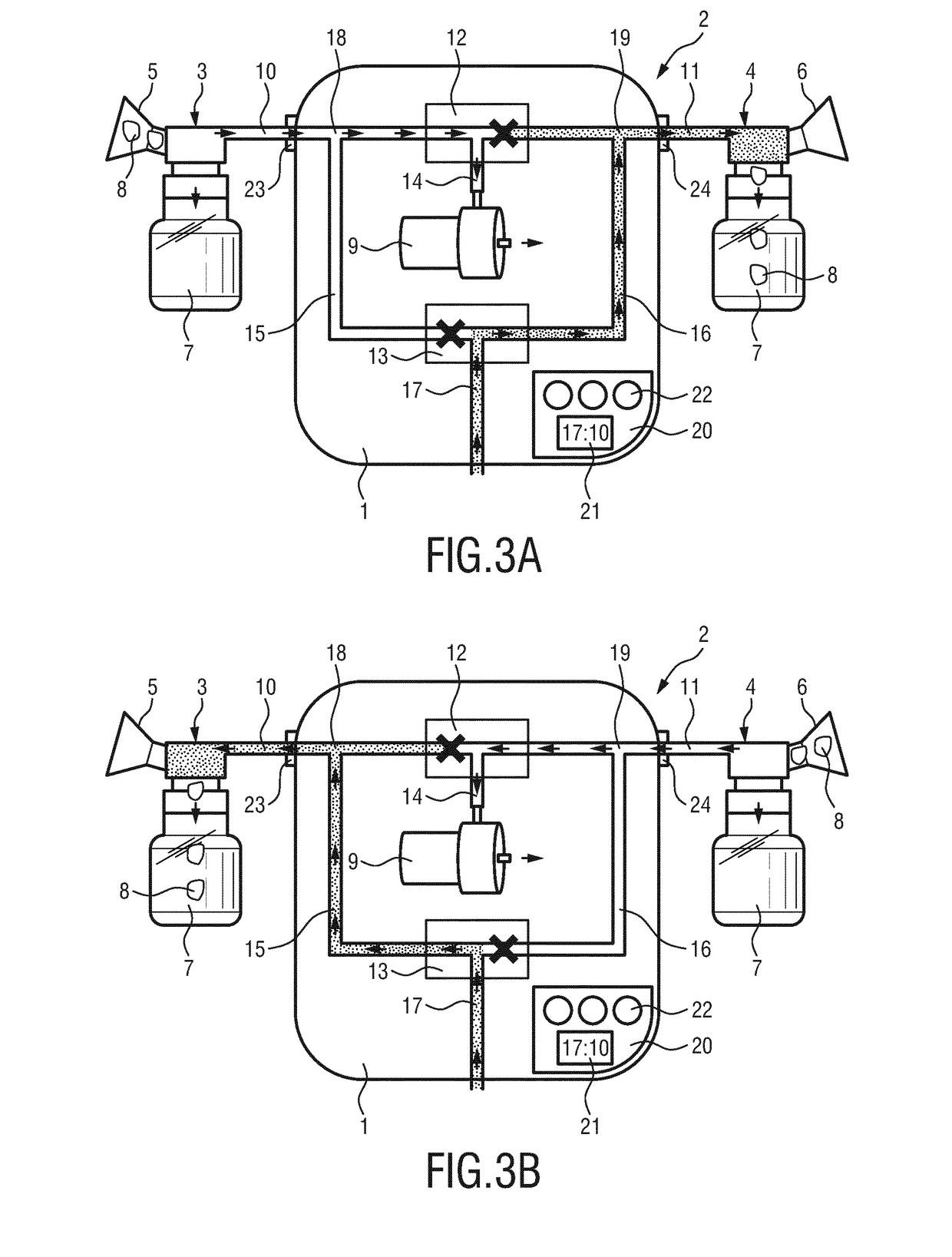 Pump arrangement for a double breast pump, double breast pump and method of operatioon