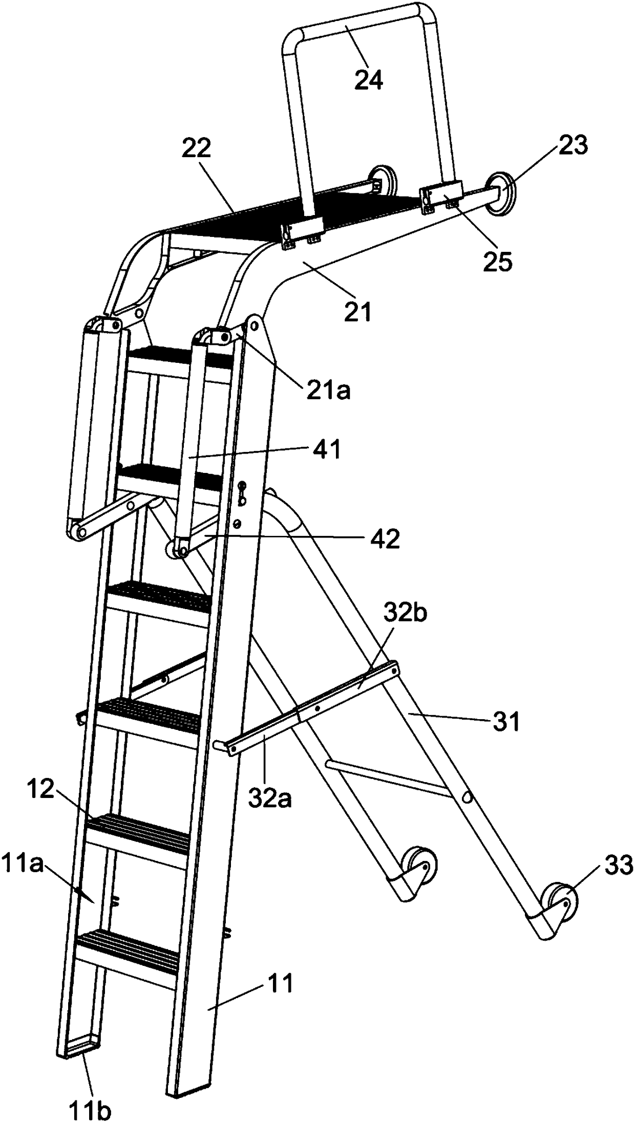 Universal rear cabin working ladder