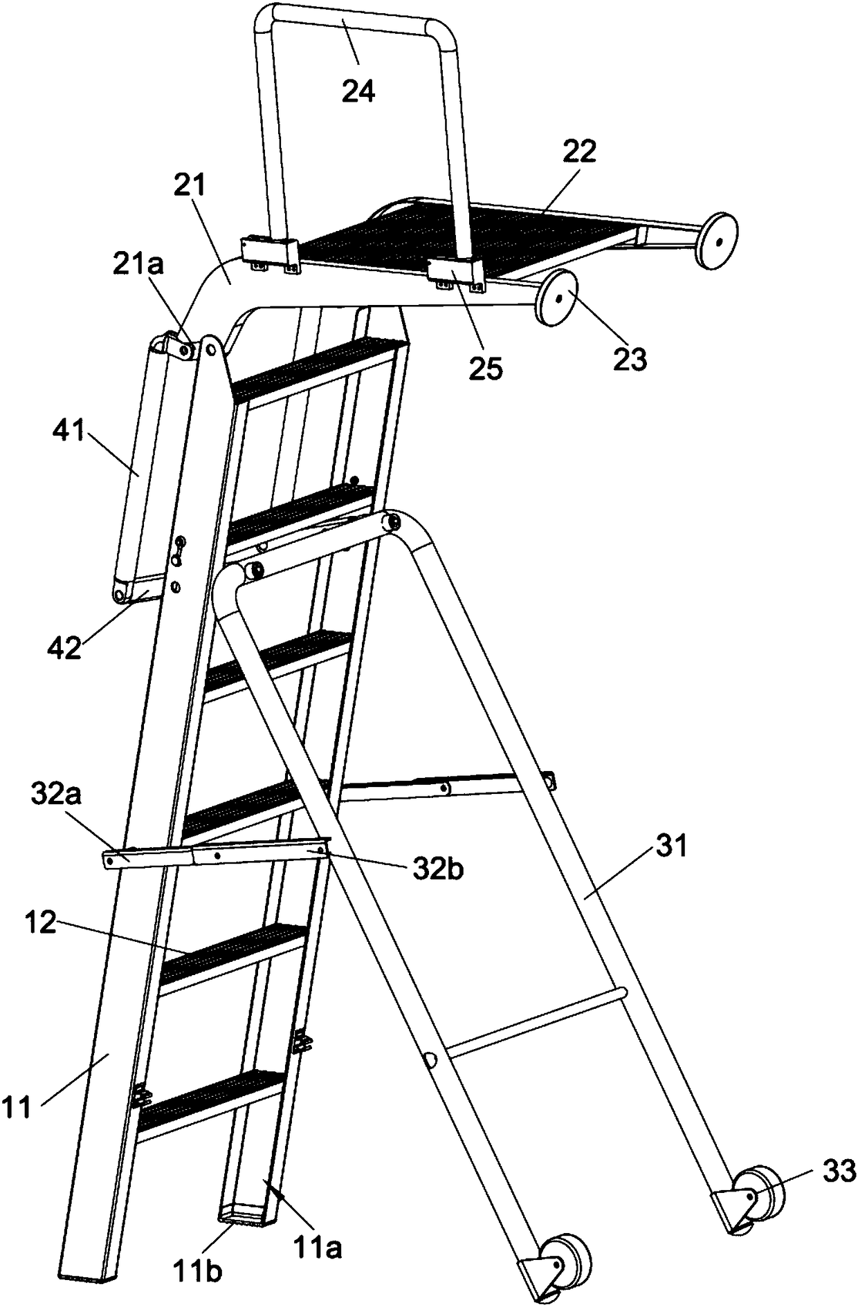 Universal rear cabin working ladder