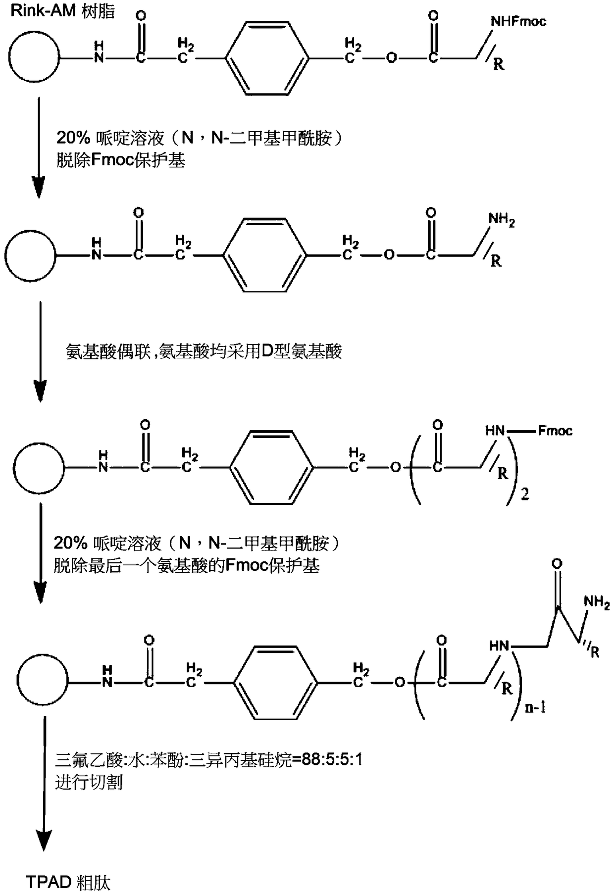 Antimicrobial peptide synthesis method with all amino acids being D-type amino acids