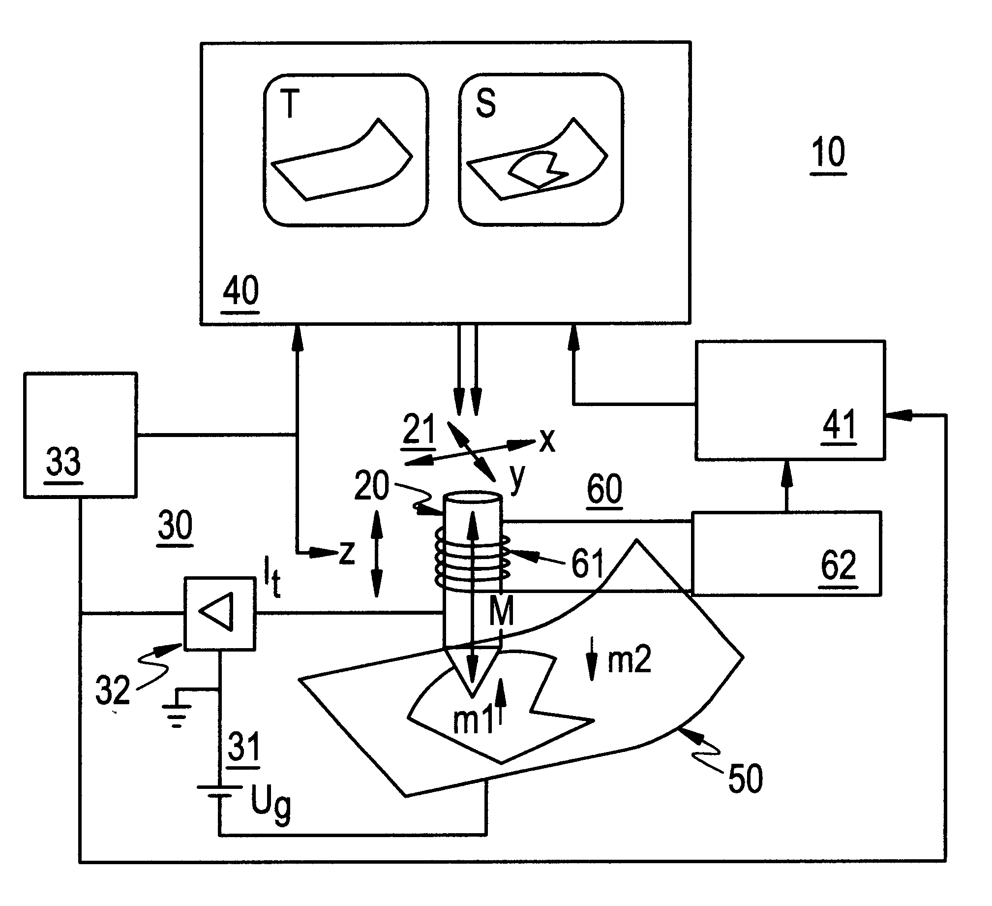 Method and device for tunnel microscopy