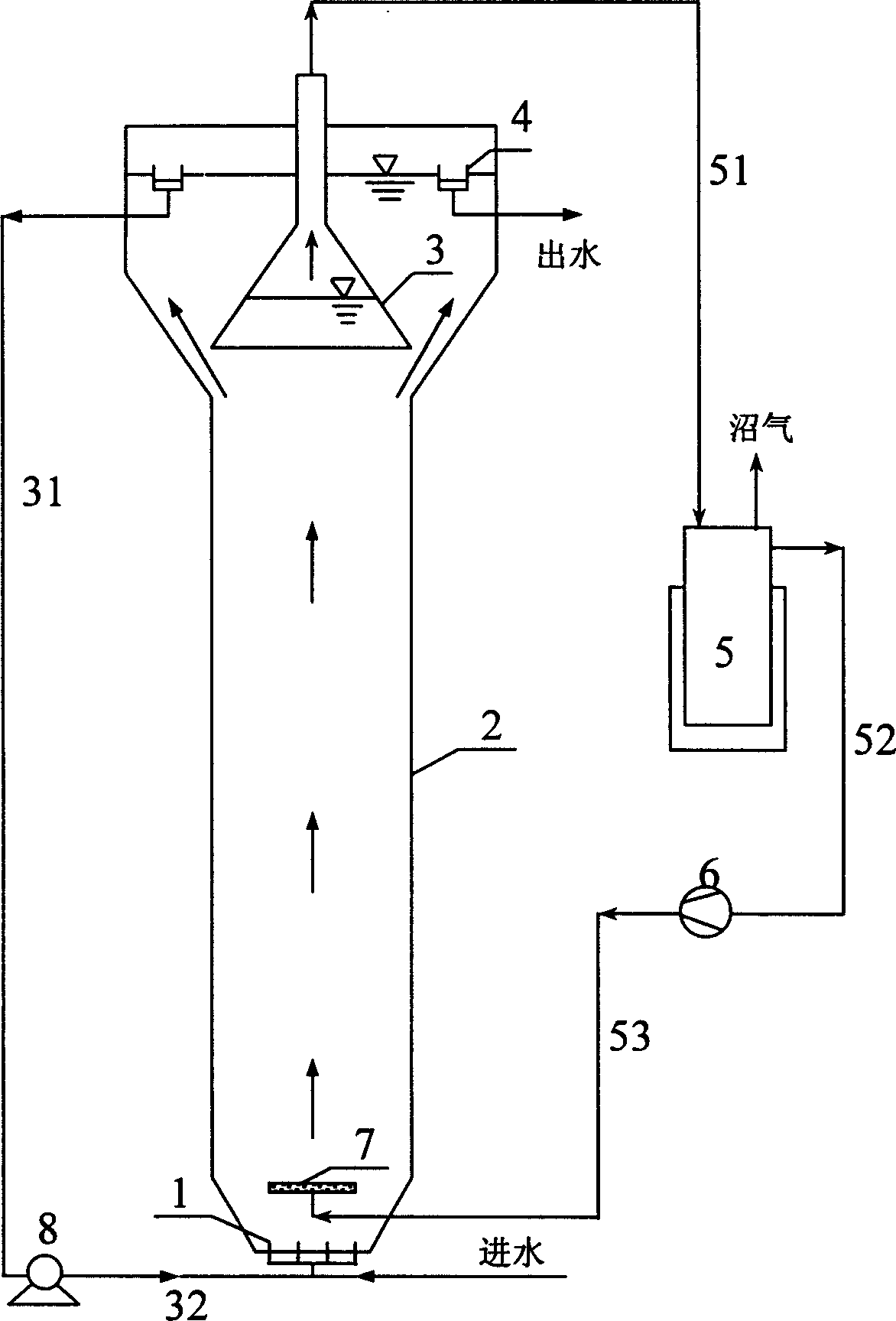 Reactor with anaerobic suspension bed