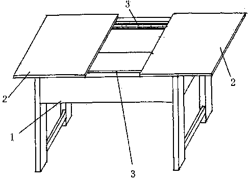 School table with sliding tabletops