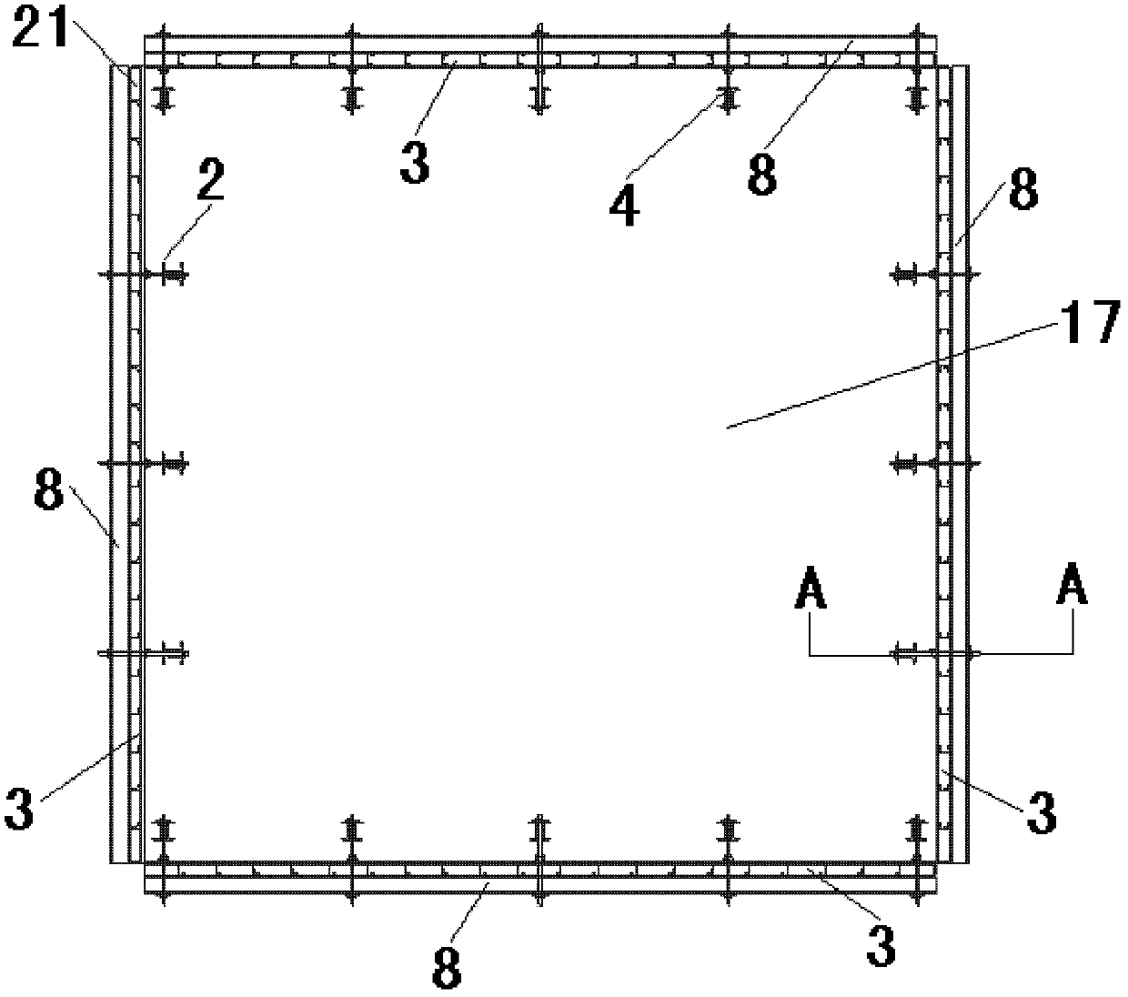 Template for large-volume concrete casting