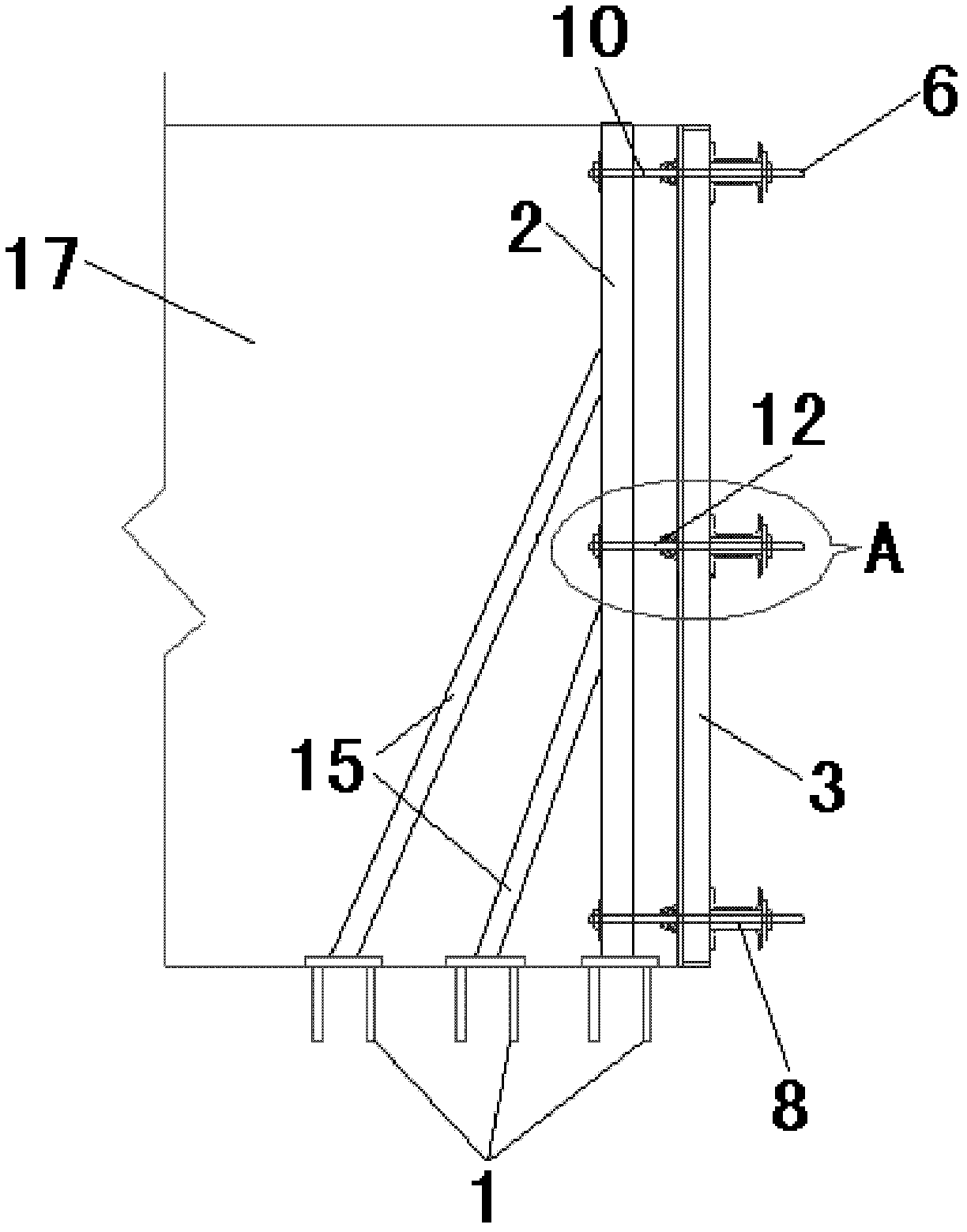 Template for large-volume concrete casting
