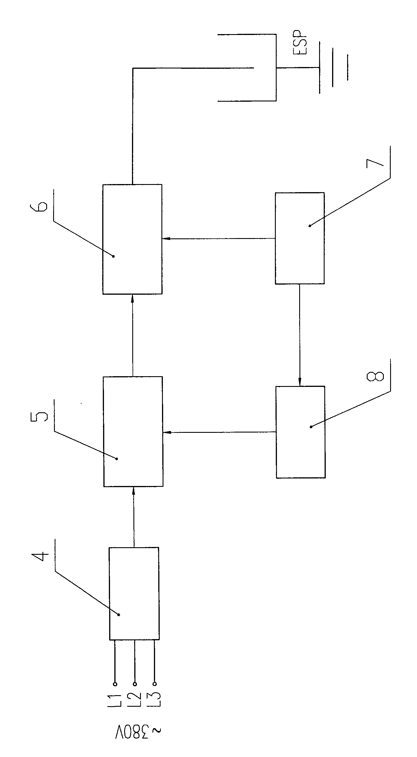 Use of high-frequency power supply in electrostatic fabric filter