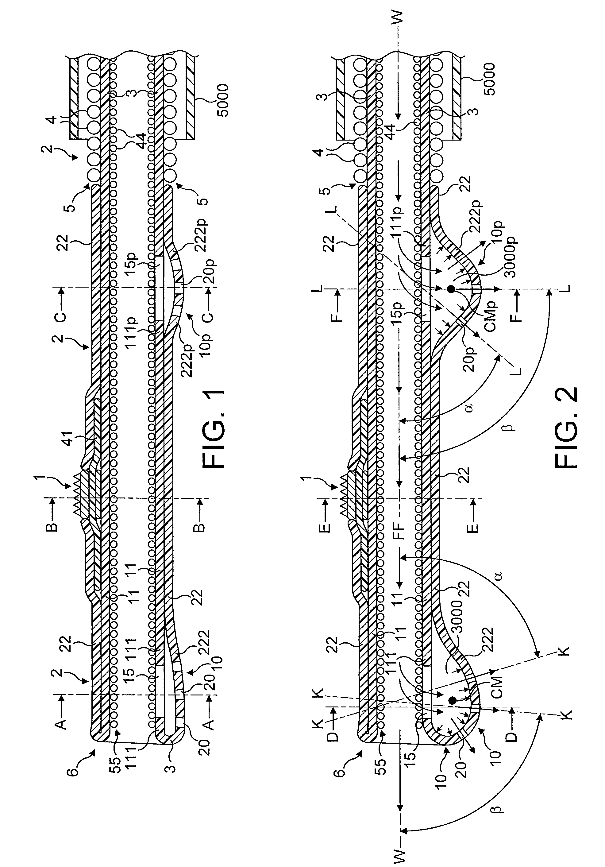 Rotational atherectomy device with fluid inflatable support elements and two torque transmitting coils