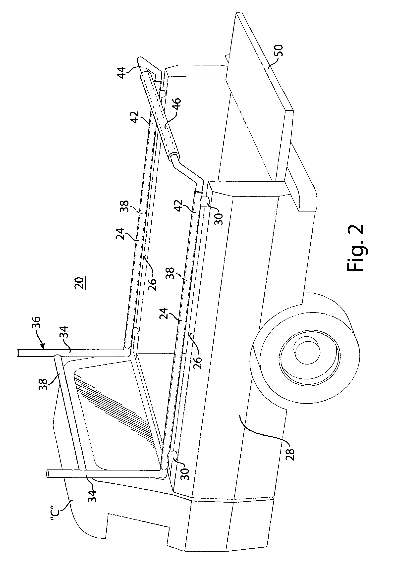 Adaptable support arrangement for a pickup truck