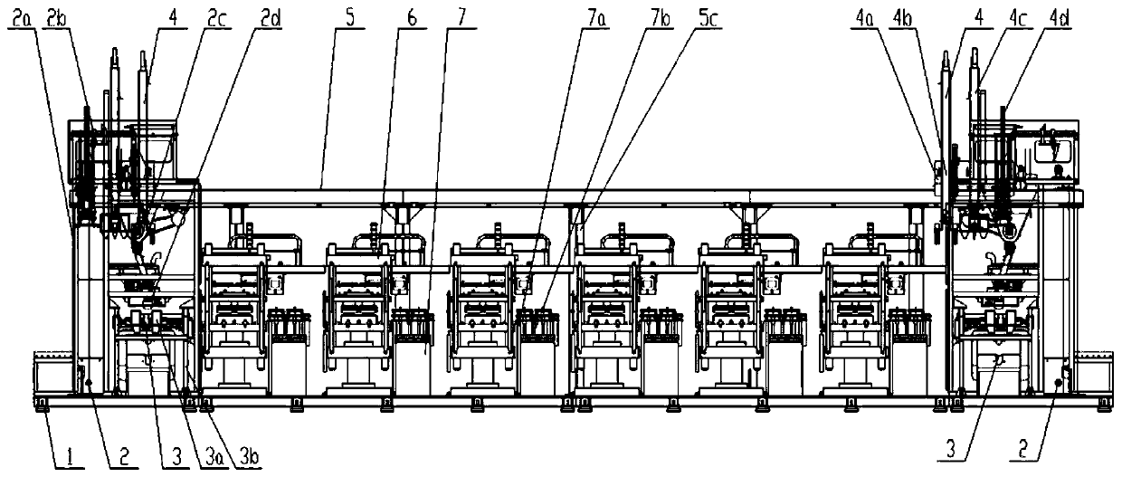 A semi-automatic production line for hot pressing and forming of passenger car brake pads