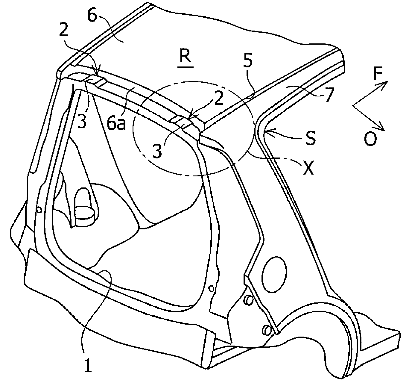 Reinforcement structure of the back door opening shoulder of the vehicle