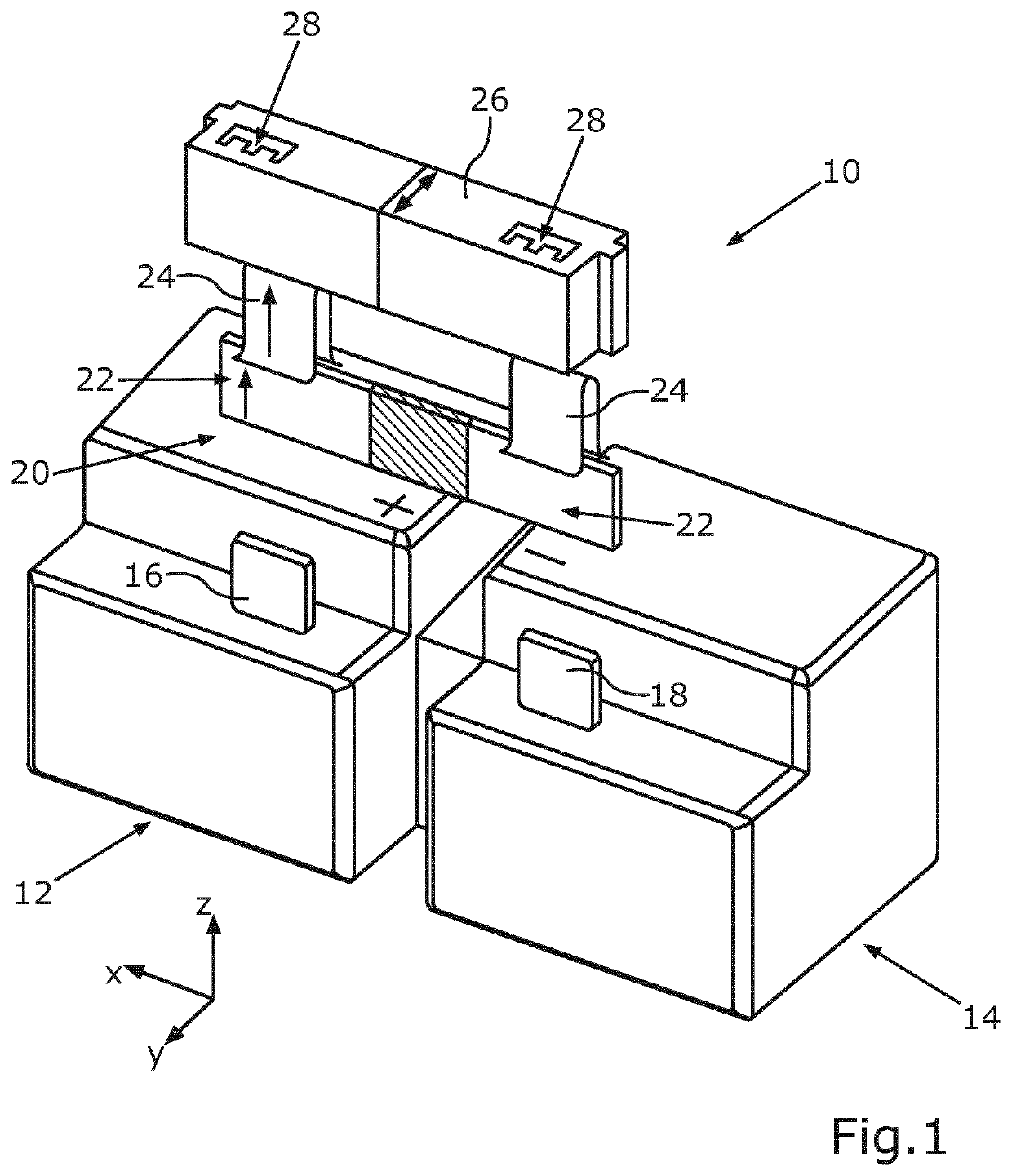 Pluggable Module Connector and Method for Electrically Conductively Connecting At Least Two Battery Modules