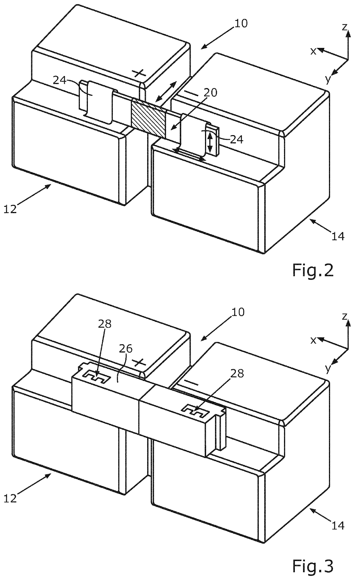 Pluggable Module Connector and Method for Electrically Conductively Connecting At Least Two Battery Modules