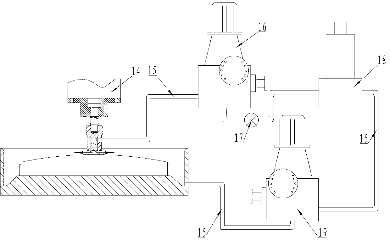 Restraining abrasive particle flow polishing device of hard and brittle material complex curve part