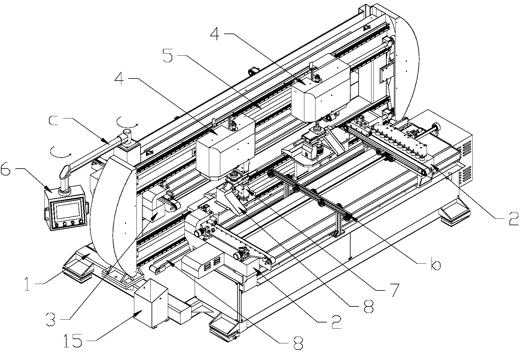 Horizontal glass drilling machine