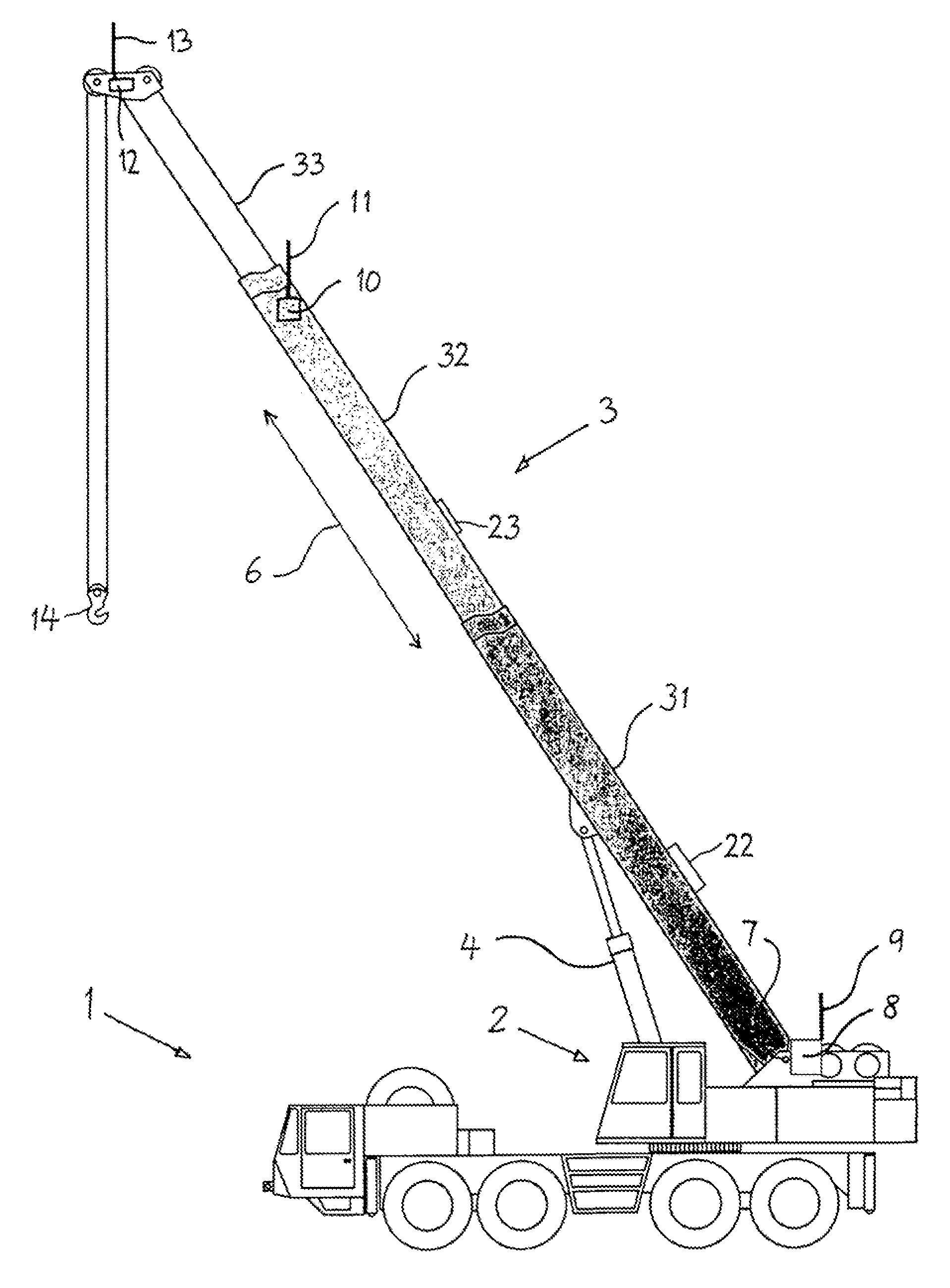 Mobile or stationary working apparatus with telescopic extension arm elements whose position in relation to one another is detected by RFID technology