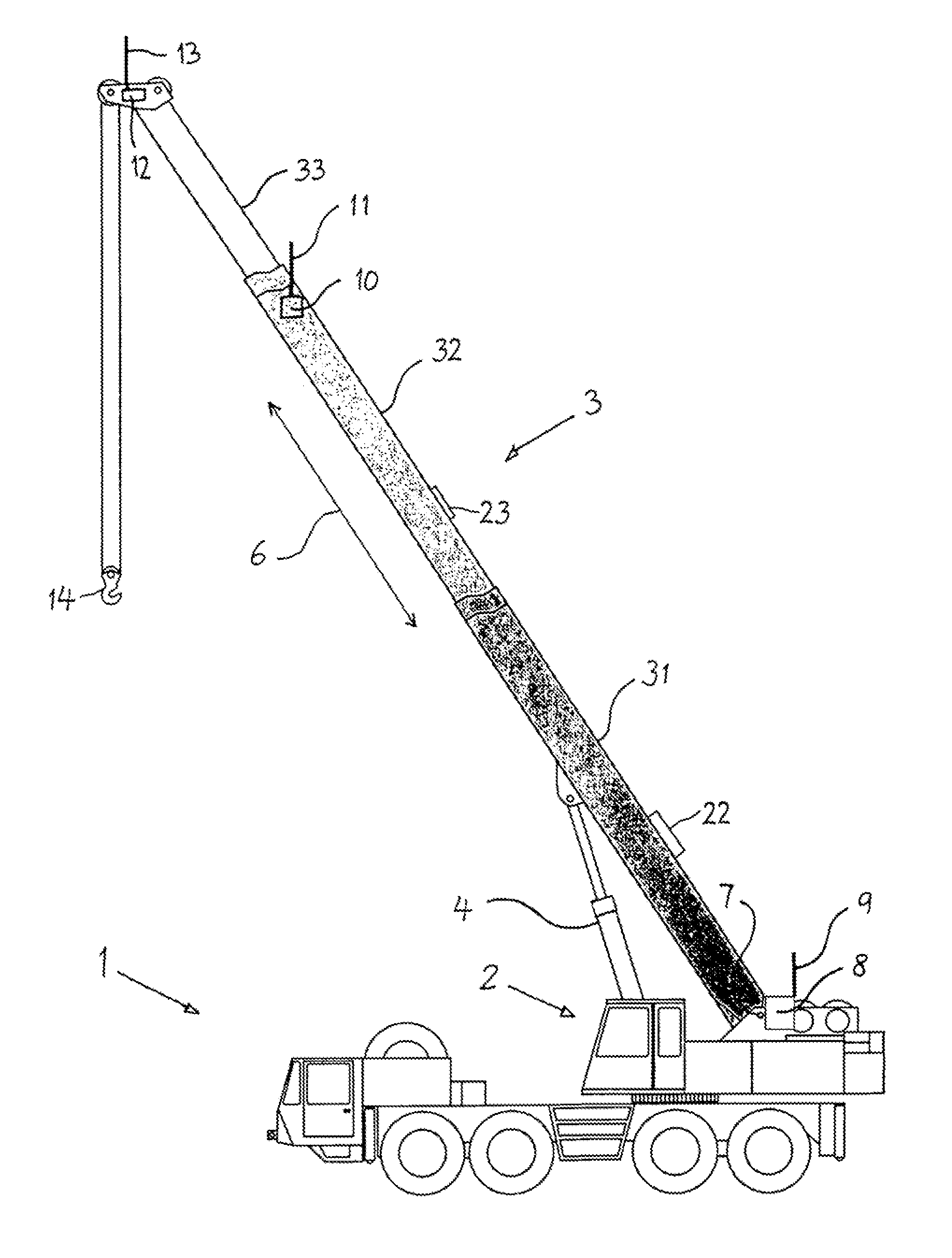 Mobile or stationary working apparatus with telescopic extension arm elements whose position in relation to one another is detected by RFID technology