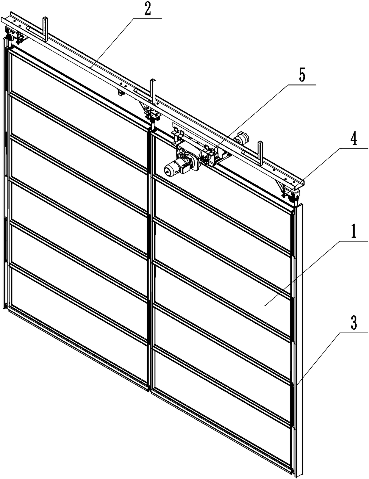 Partition door achieving automatic lifting and folding