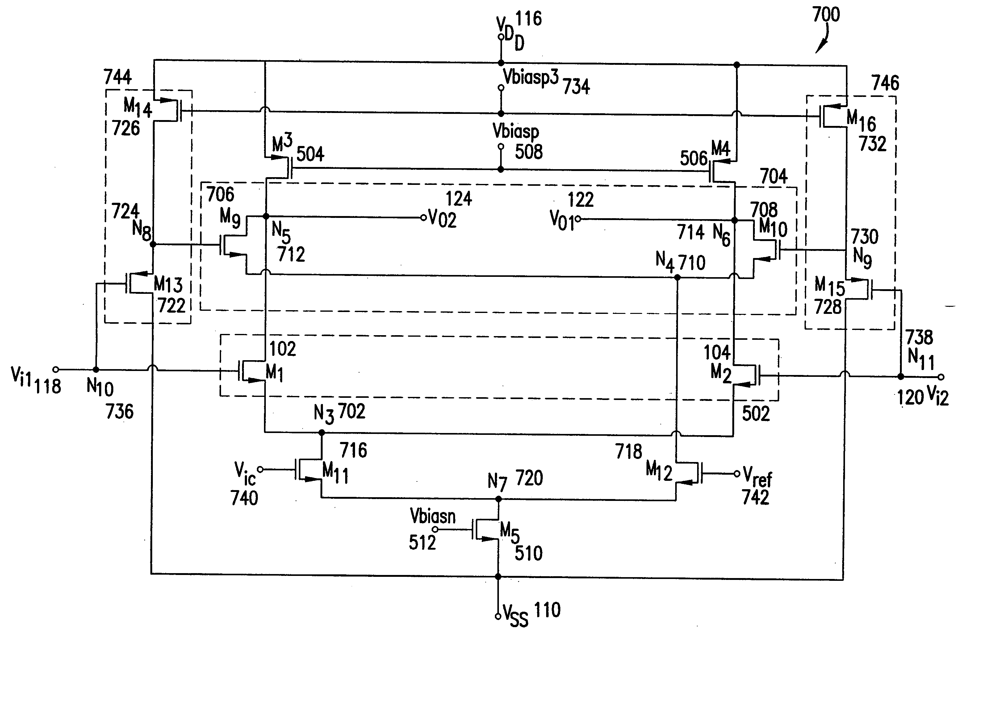 Differential amplifier with large input common mode signal range