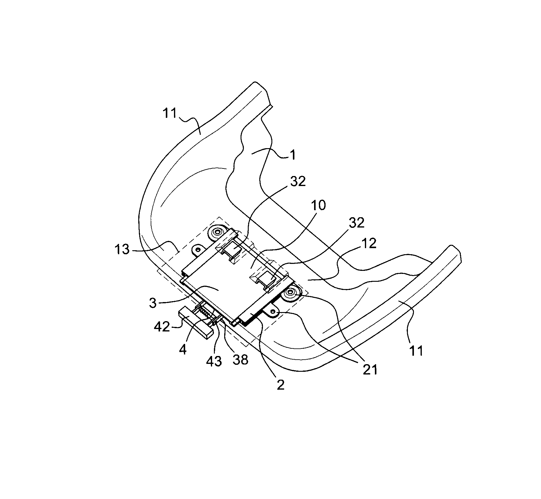 Device for adjusting the length of the seat base for a motor vehicle seat and seat comprising such a device