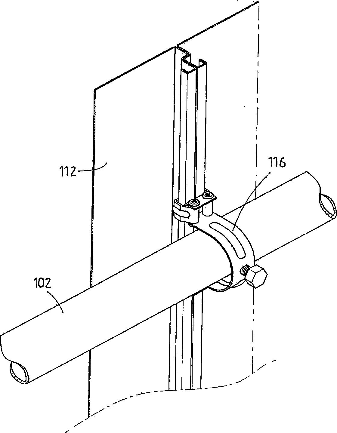 Baffle installation structure at construction site