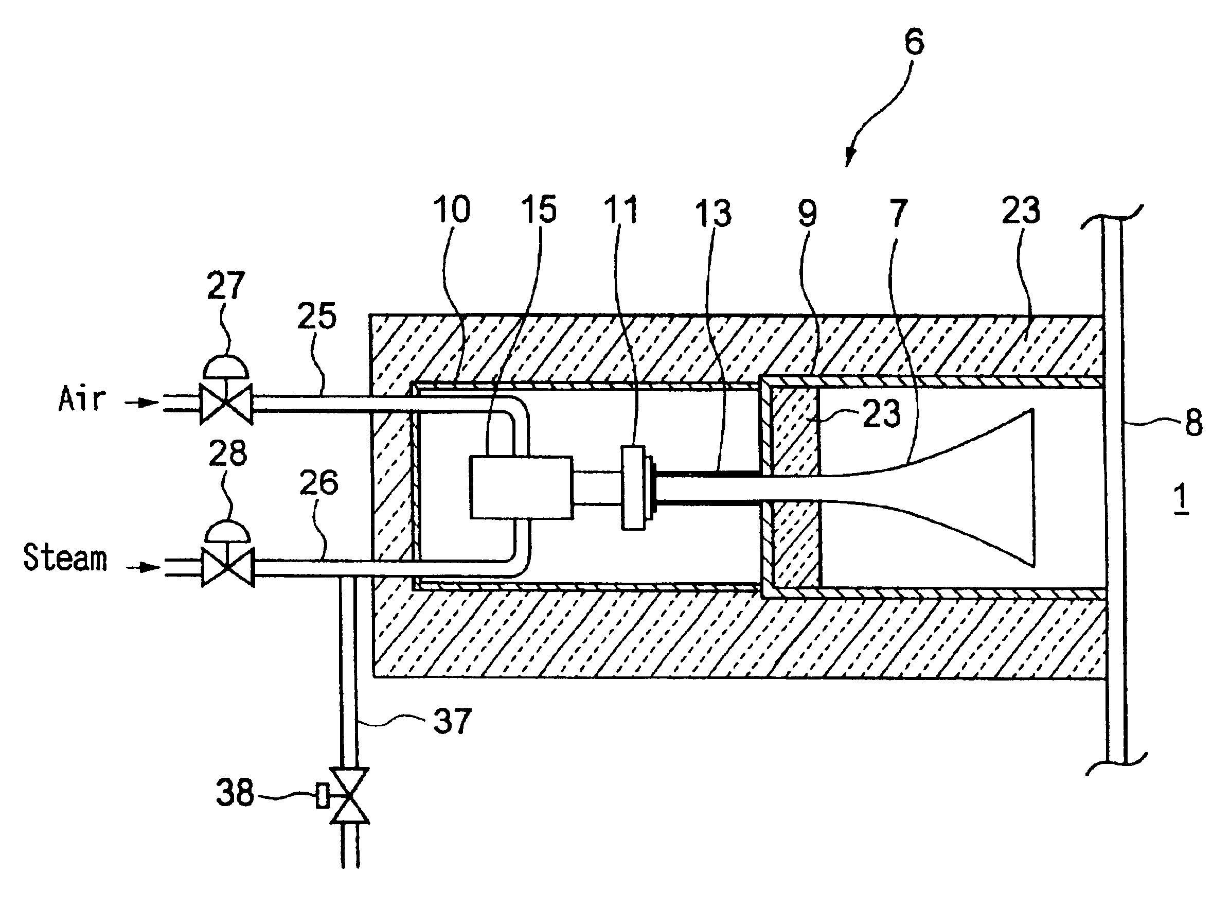 Acoustic soot blower, and method for operating the same