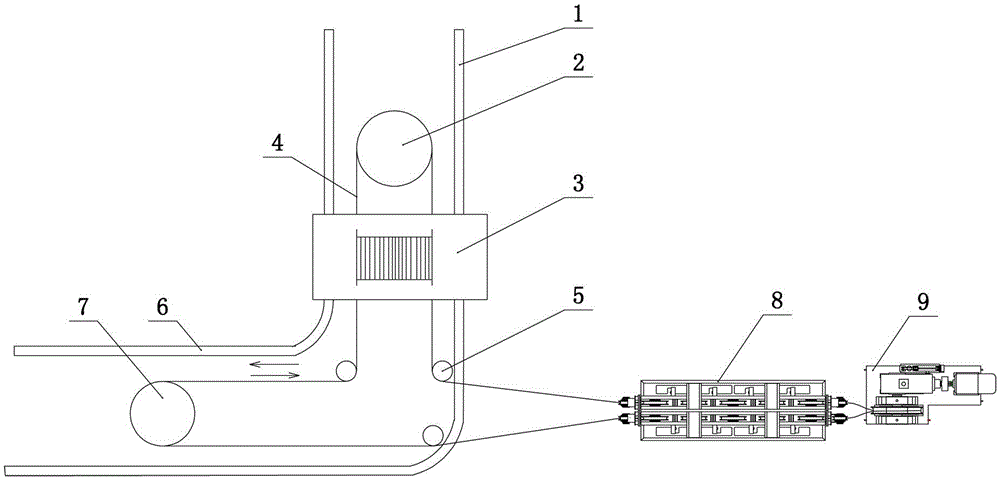 Double lane endless rope winch device