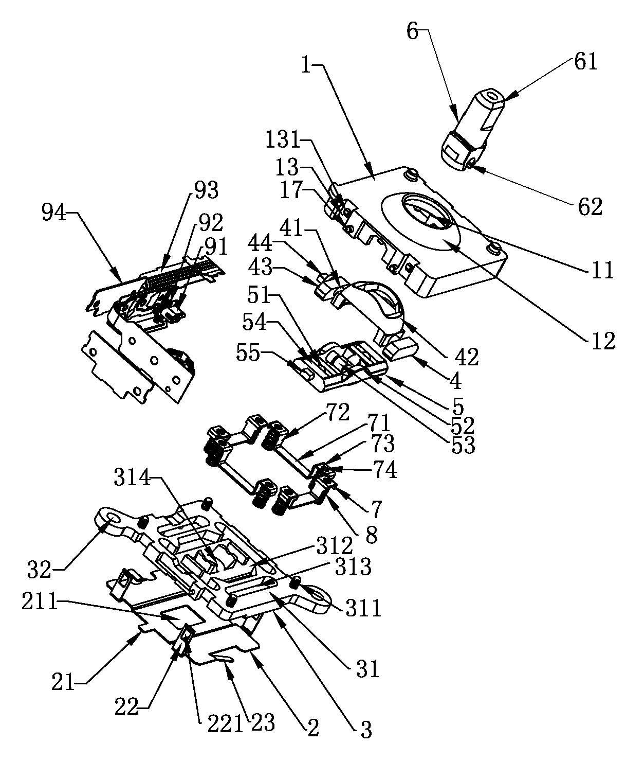 Three-dimensional rotary inputting device with high detection precision