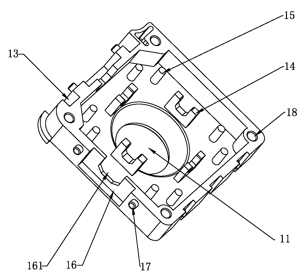 Three-dimensional rotary inputting device with high detection precision