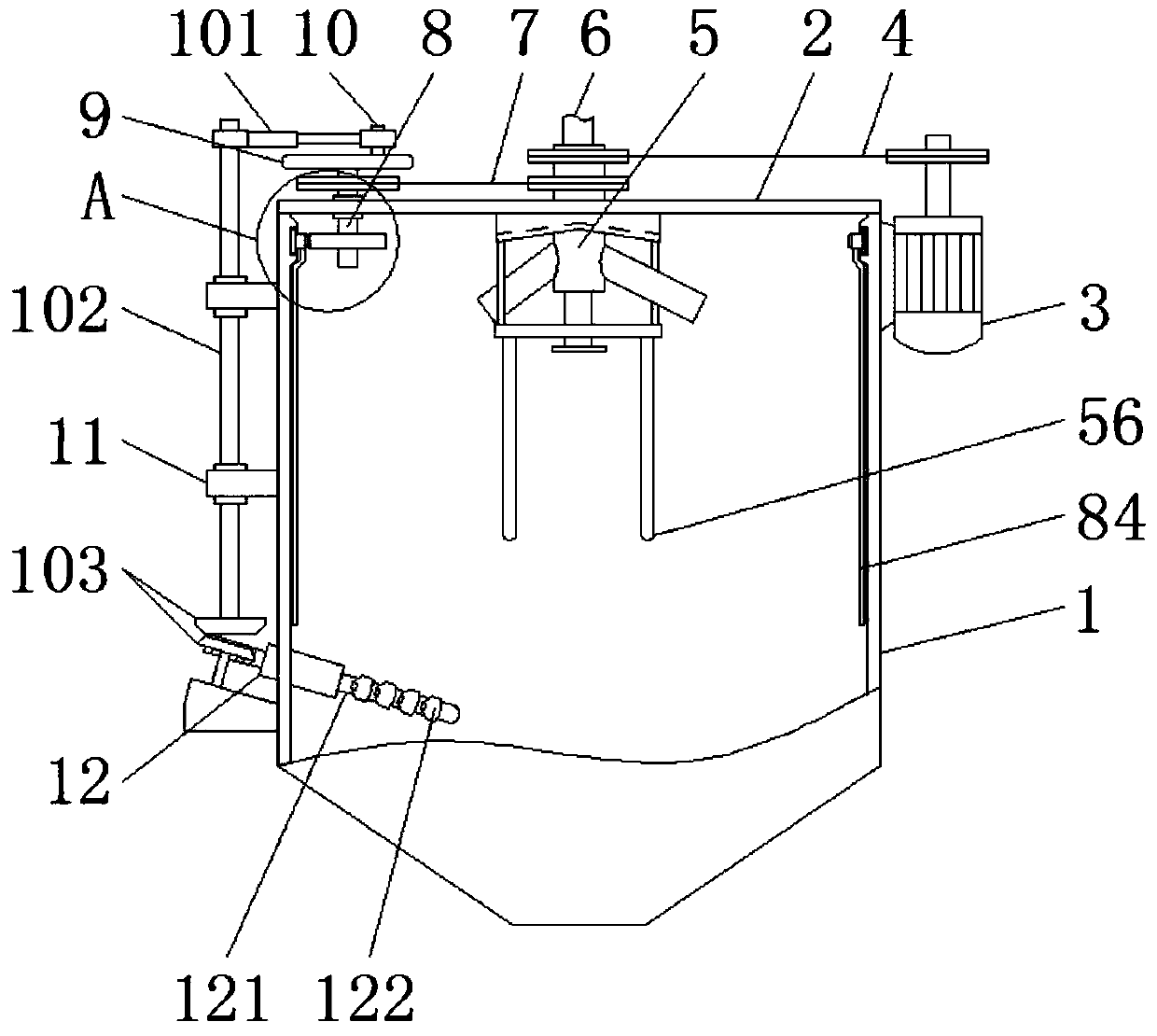 Mechanical reciprocating-type multi-face arch breaking structure for powder stock bin