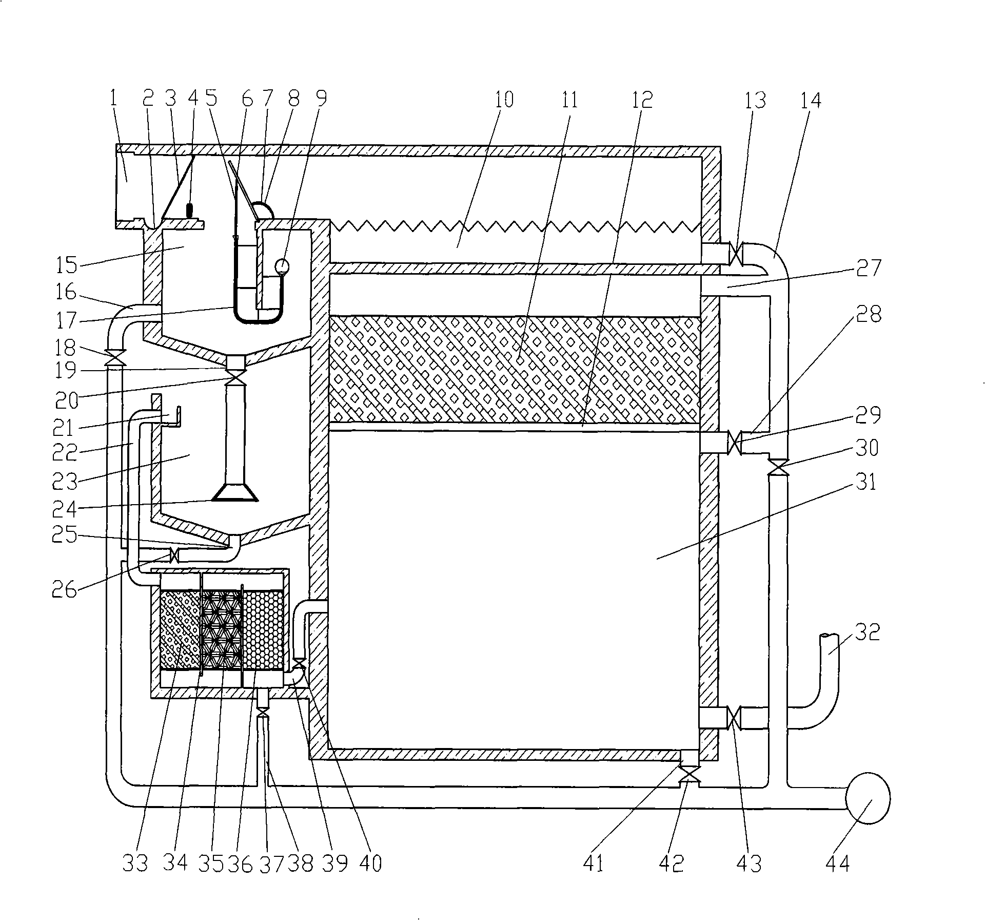 Rainwater separating treatment recycling device
