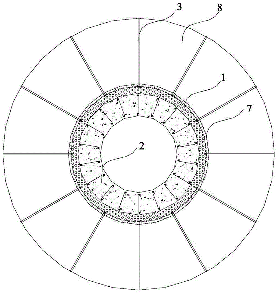 Construction method of anti-shock and shock-absorbing support structure of Matoumen