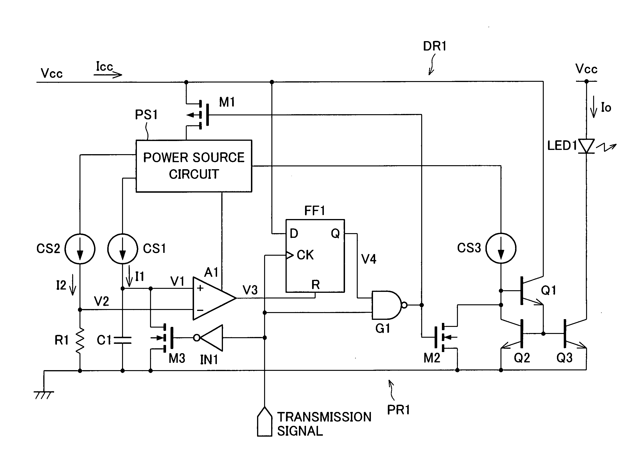 Infrared transmitter circuit and electronic device