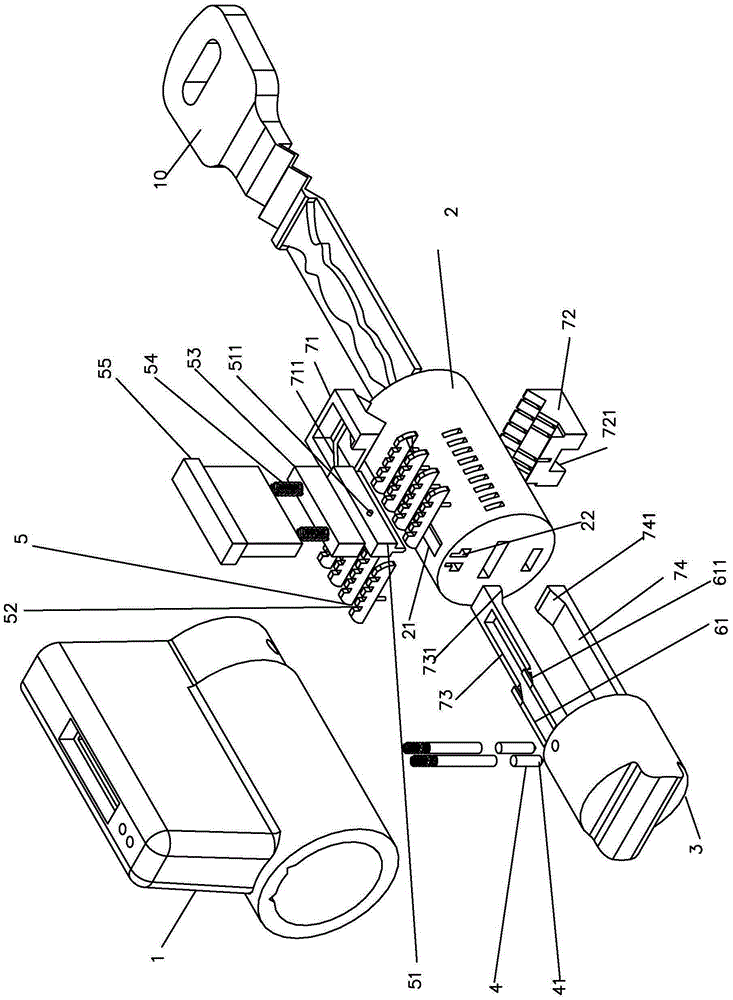 Mechanical lock with twin-core mutual control trap-type blade mechanism