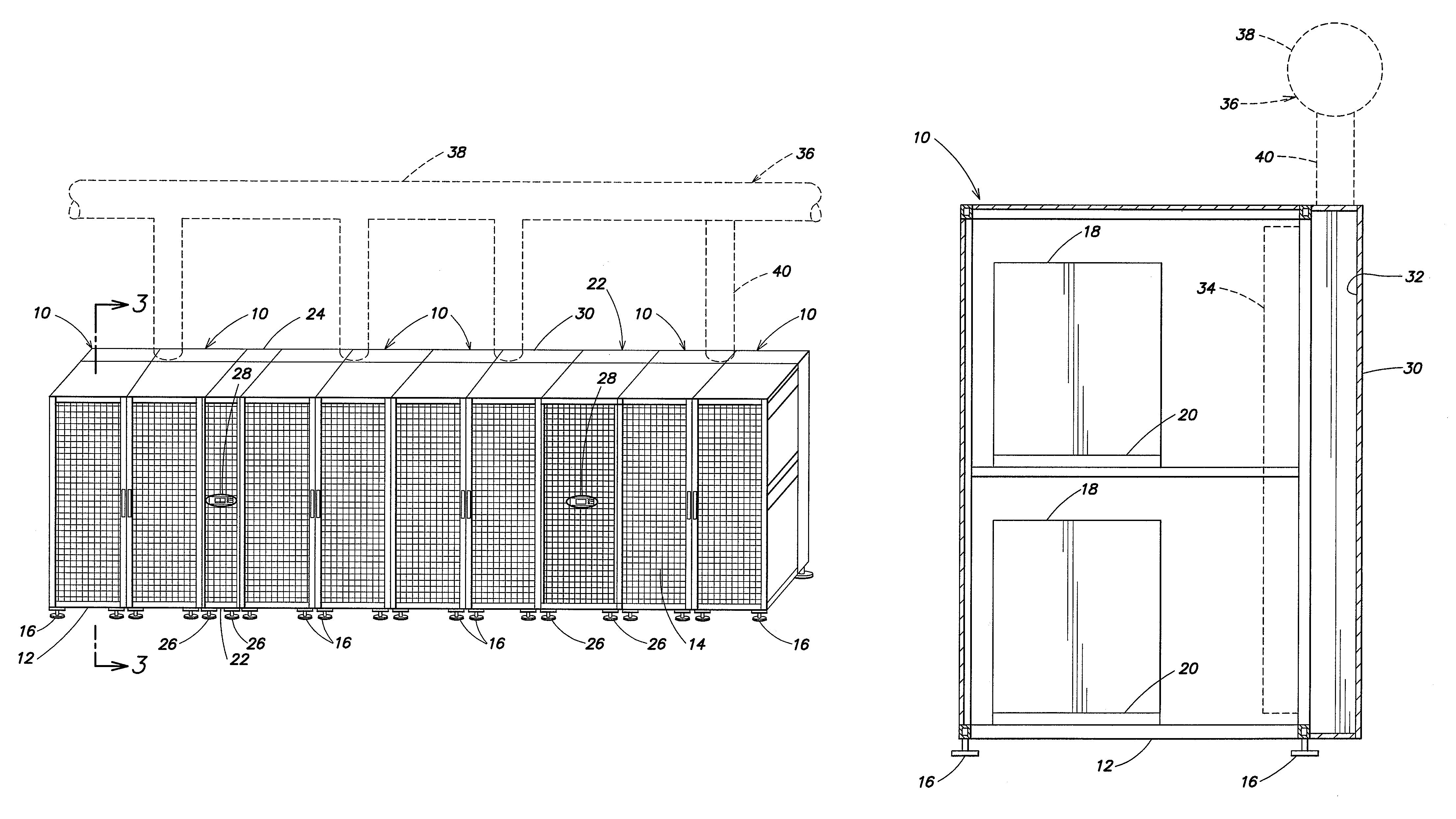 In-row air containment and cooling system and method