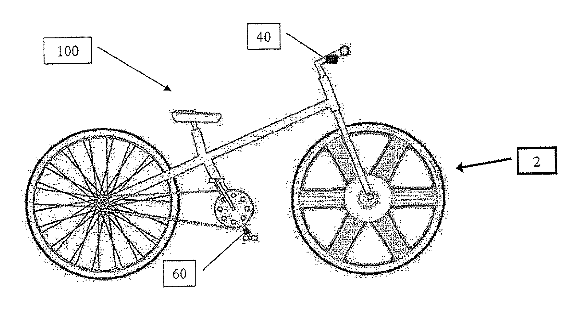 Electric motorized bicycle components and a wireless control system including such