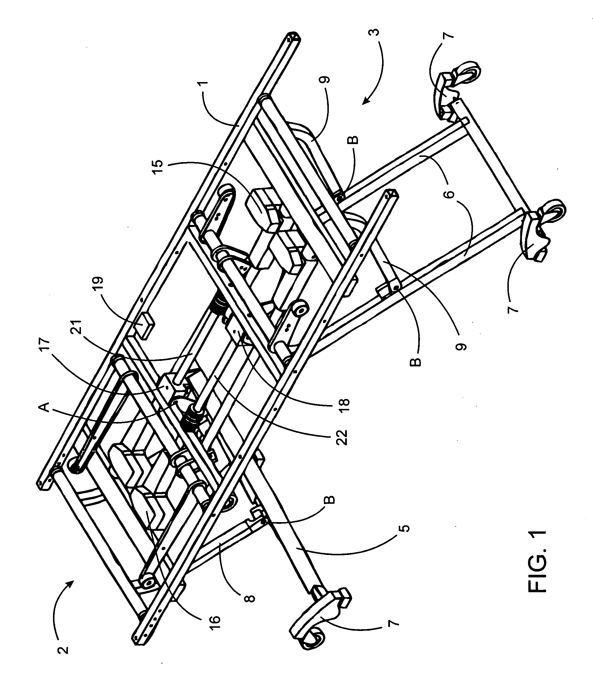 Leveling system for a height adjustable patient bed