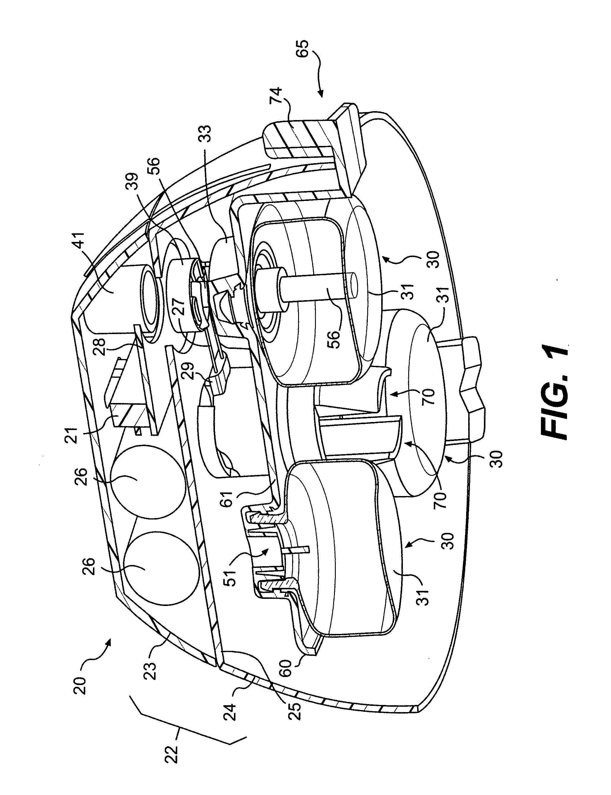 Electromechanical apparatus for dispensing volatile substances with single dispensing mechanism and cartridge for holding multiple receptacles