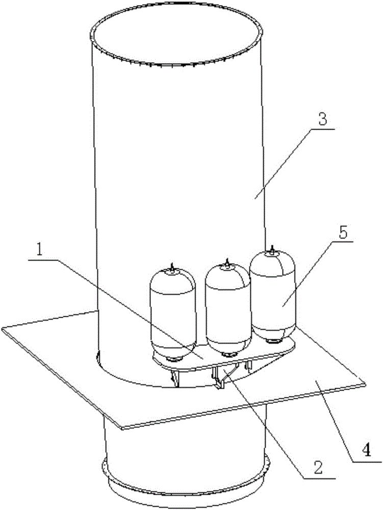 Gas cylinder support for spacecraft