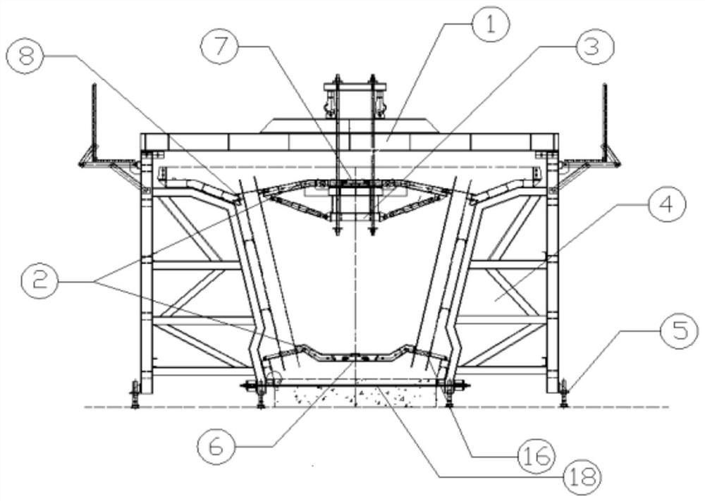 A large-span prefabricated corrugated steel web composite girder top and bottom slab synchronous pouring formwork and its application method
