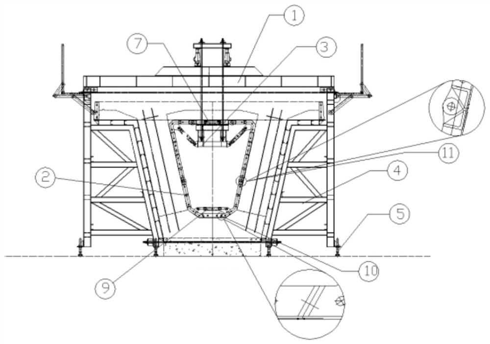 A large-span prefabricated corrugated steel web composite girder top and bottom slab synchronous pouring formwork and its application method