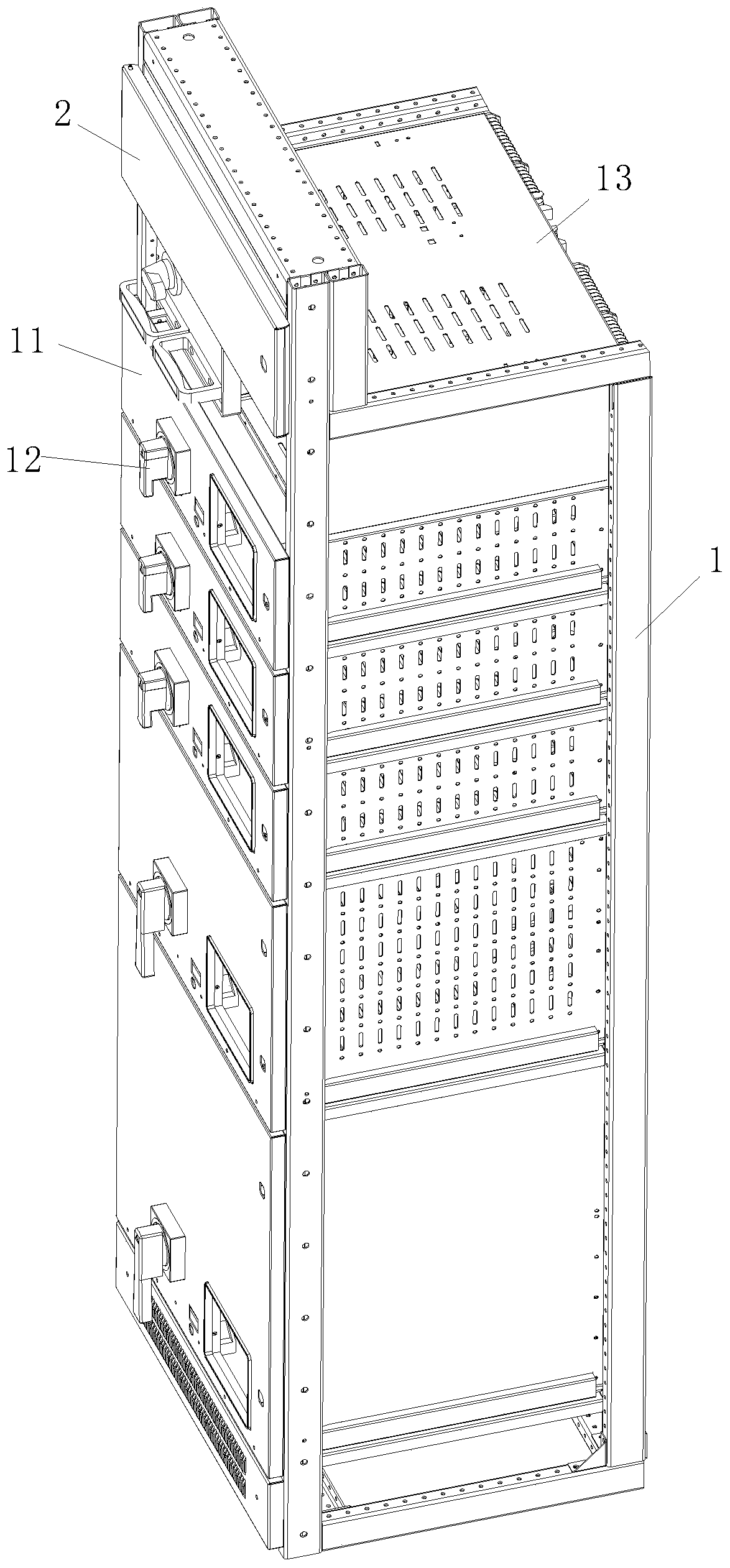 High-low voltage switch cabinet with safety protection structure and working method thereof