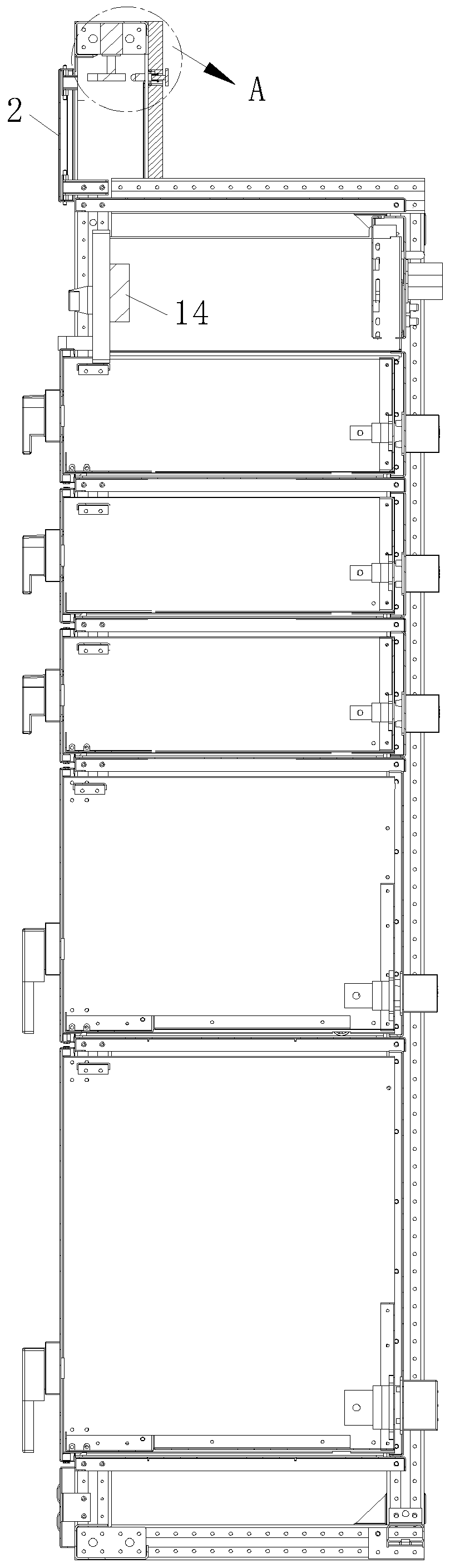 High-low voltage switch cabinet with safety protection structure and working method thereof