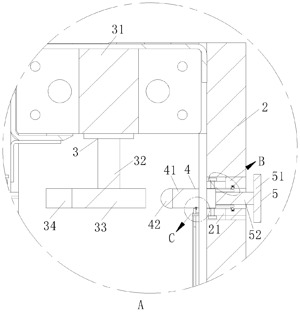 High-low voltage switch cabinet with safety protection structure and working method thereof