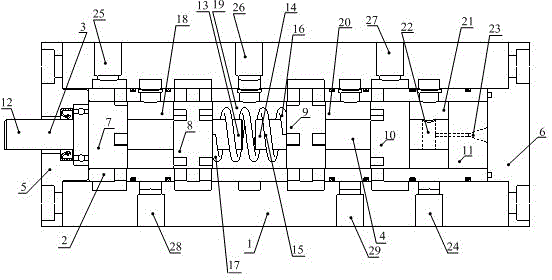 An internally controlled four-way reversing valve