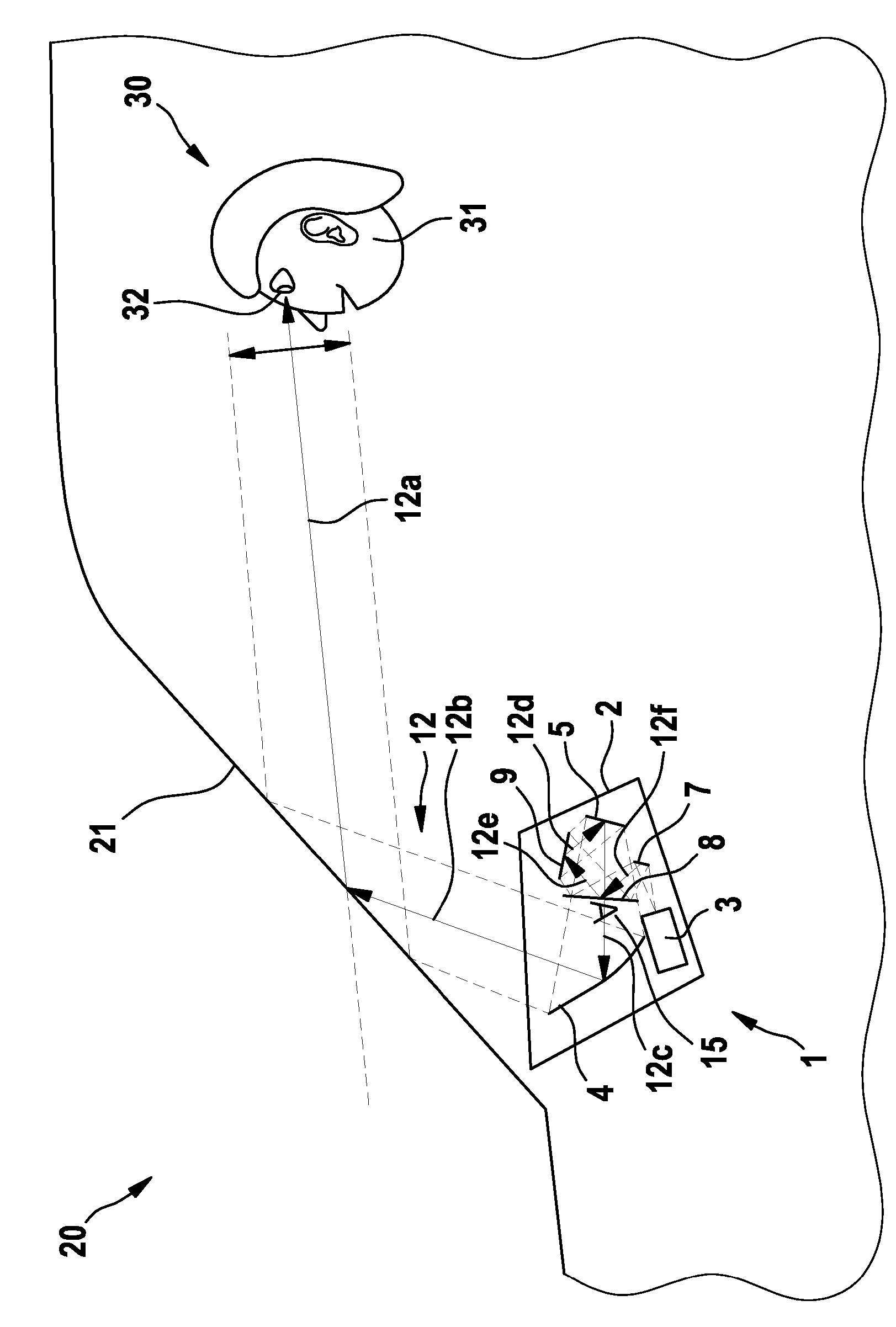 HUD comprising holographic optical elements