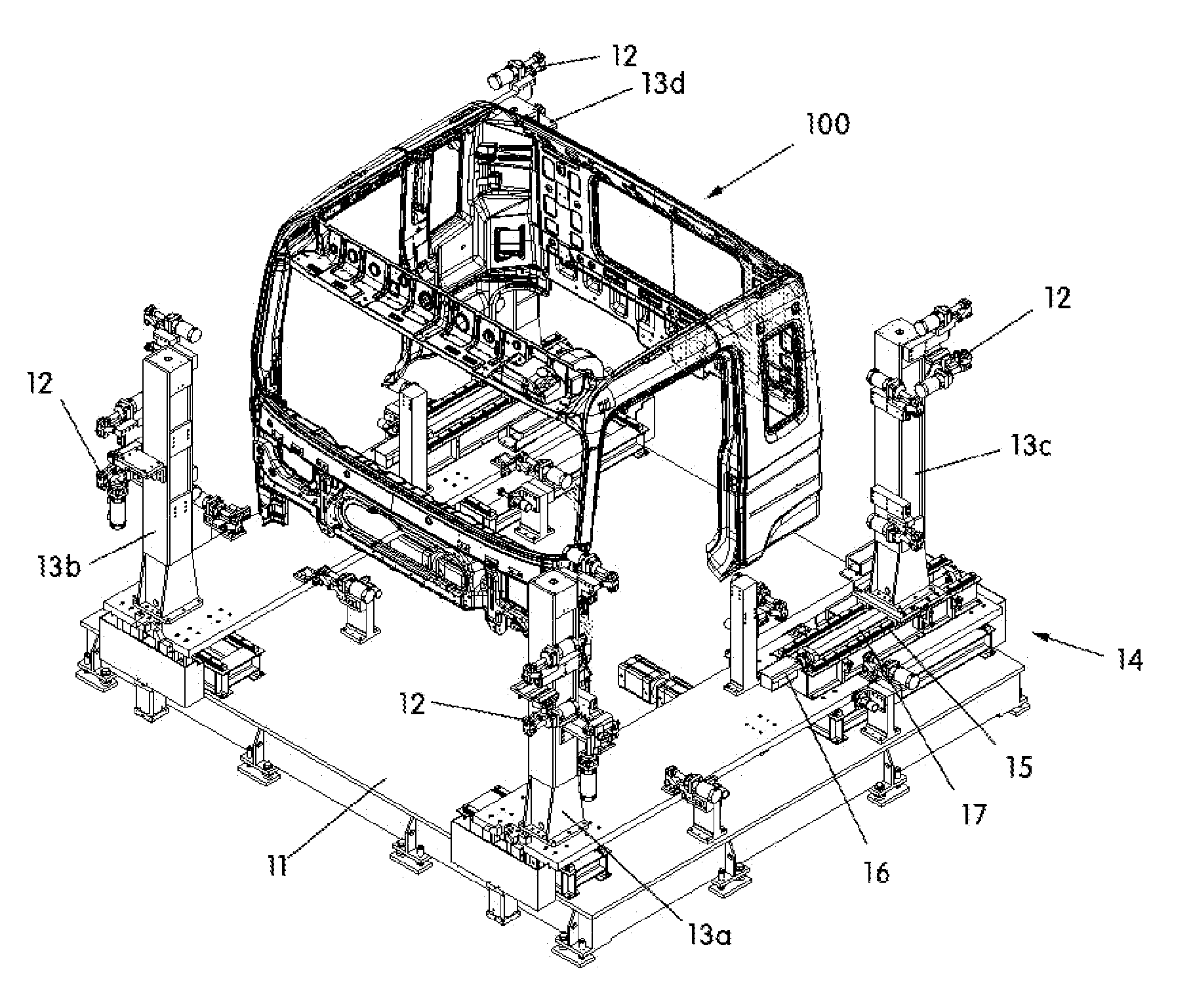 Complete body assembling apparatus for various vehicle models