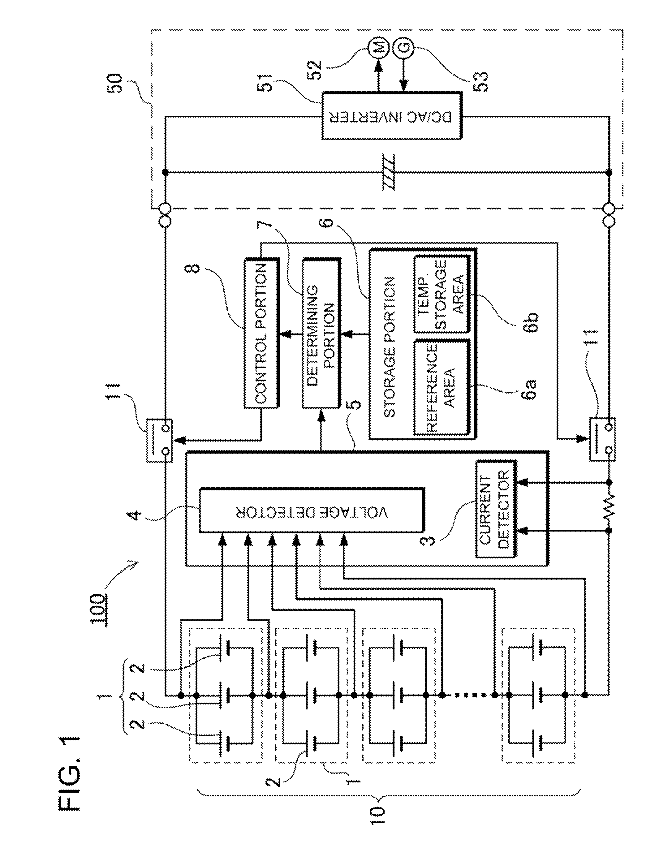 Battery system and method for detecting internal short circuit in battery system