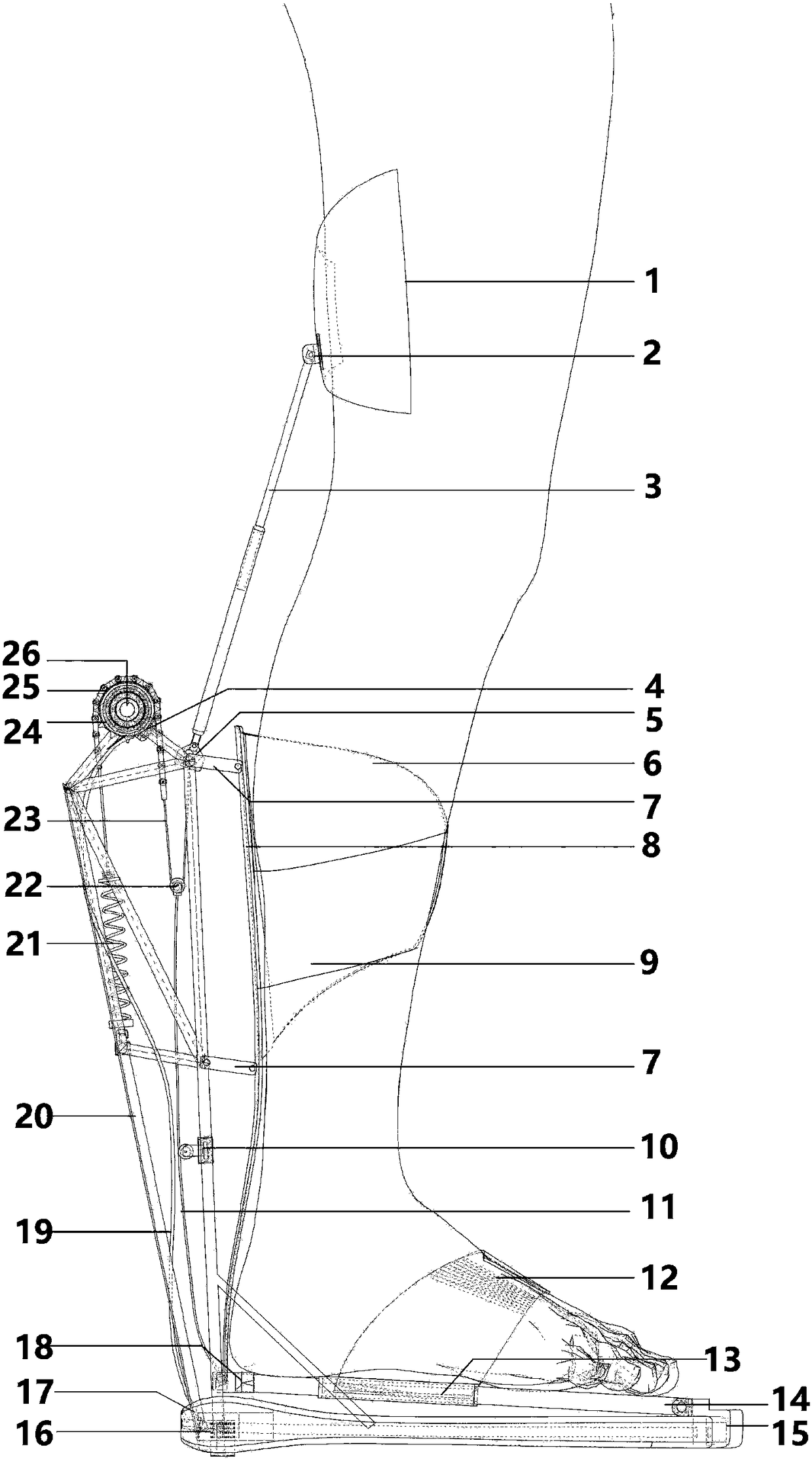 A booster leg based on multi-stage spring lock mechanism